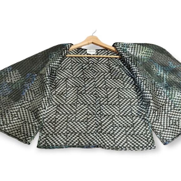 Armani Collezioni multi color stripe open front blazer Shirt Silk Jacket Size 4 - Picture 5 of 10